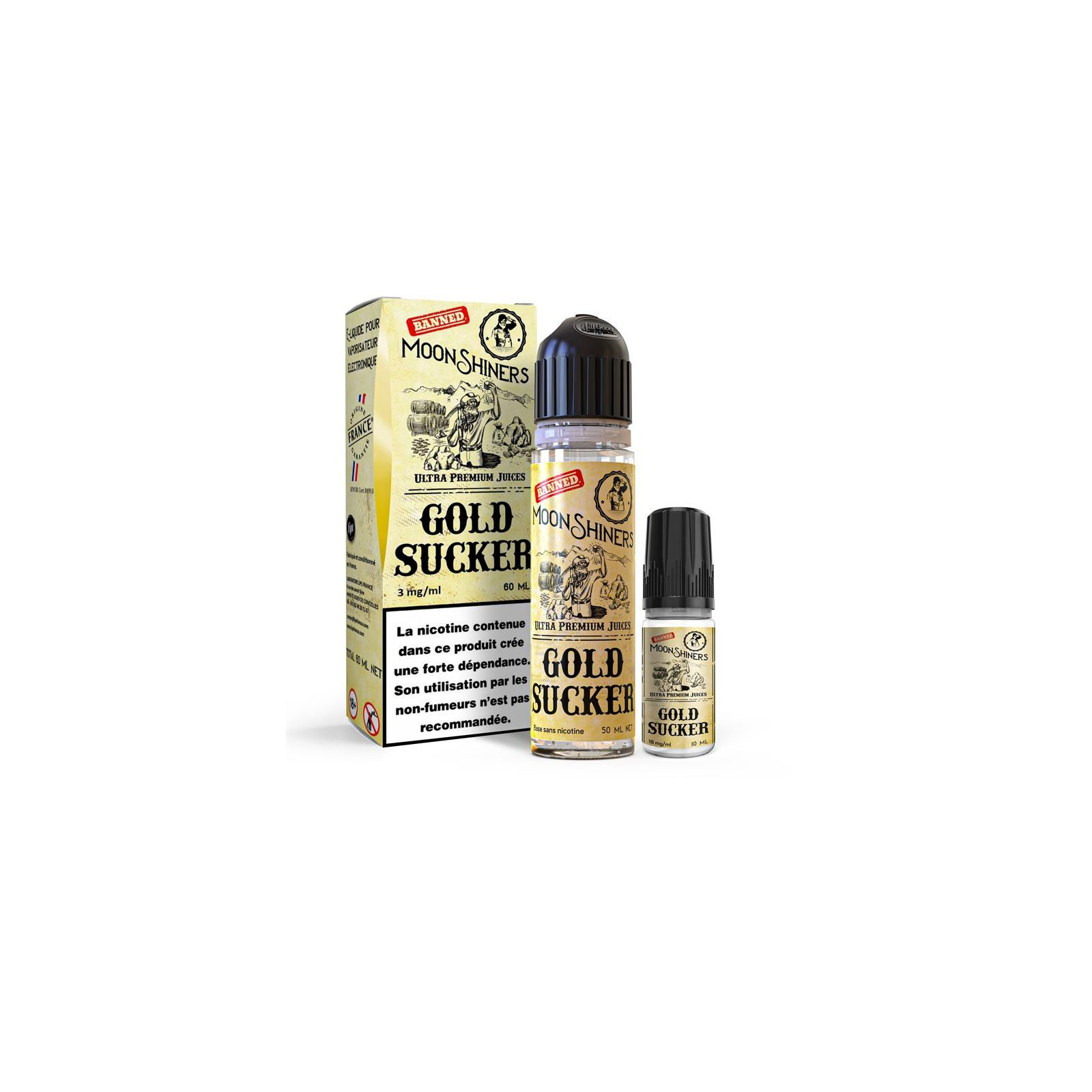 Gold Sucker 60ml (Pack liquide et booster) - Moon Shiners