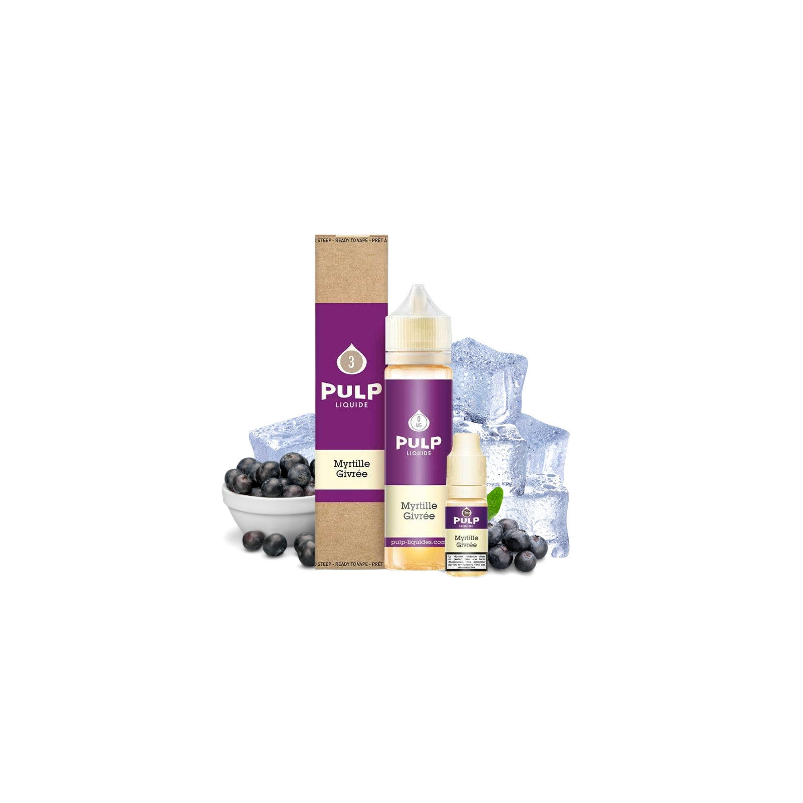E-liquide Myrtille Givrée 60 ml (Pack e-liquide + booster) Pulp | Le Petit Fumeur