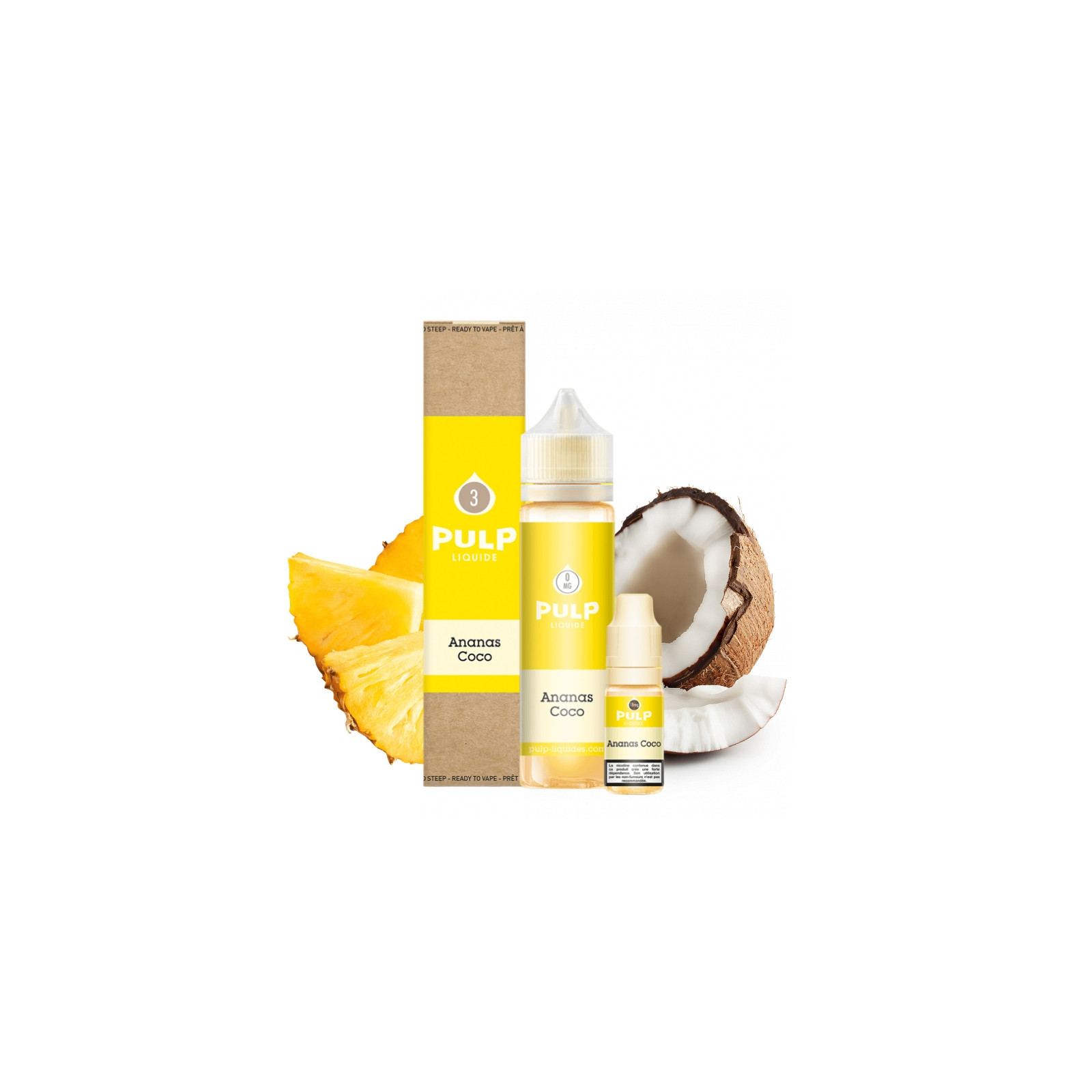 E-liquide Ananas Coco 60 ml (Pack e-liquide + booster) Pulp | Le Petit Fumeur