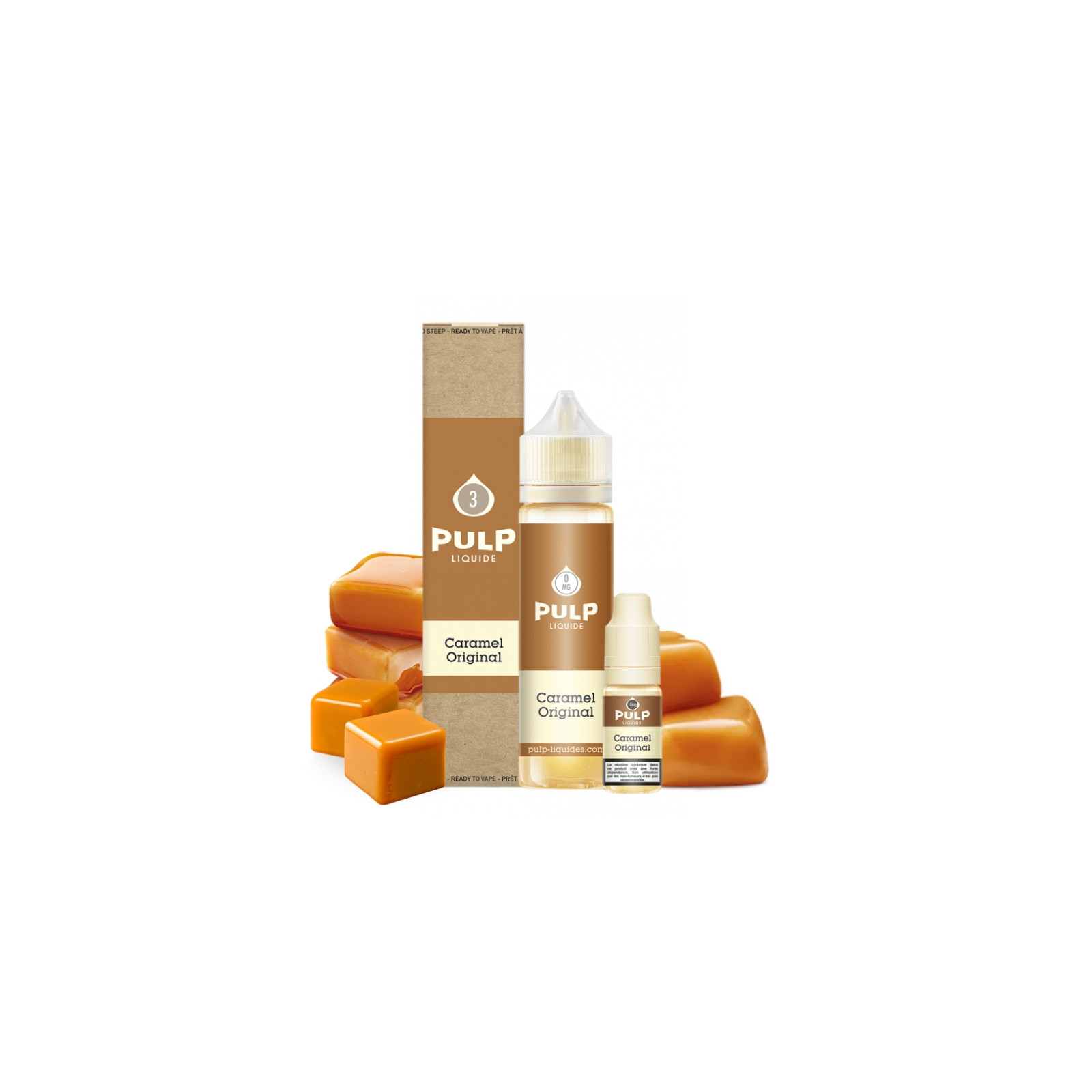 E-liquide Caramel Original 60 ml (Pack e-liquide + booster) Pulp | Le Petit Fumeur