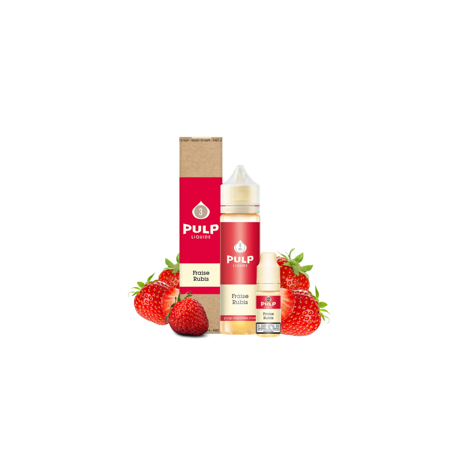 E-liquide Fraise Rubis Rose 60 ml (Pack e-liquide + booster) Pulp | Le Petit Fumeur