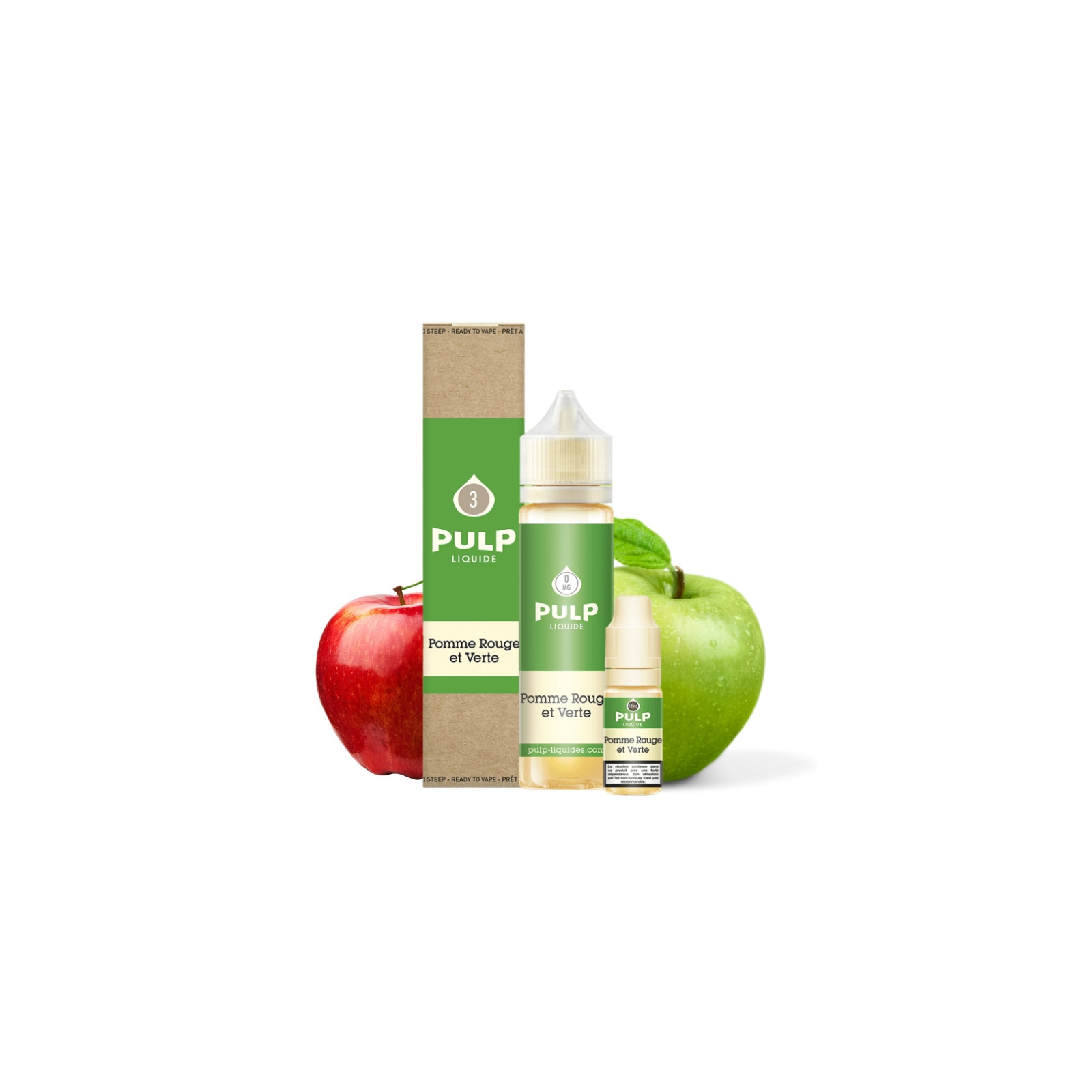 E-liquide Pomme Rouge et Verte 60 ml (Pack e-liquide + booster) Pulp | Le Petit Fumeur