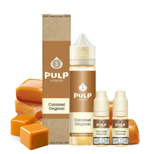 E-liquide Caramel Original 60 ml (Pack e-liquide + booster) Pulp | Le Petit Fumeur