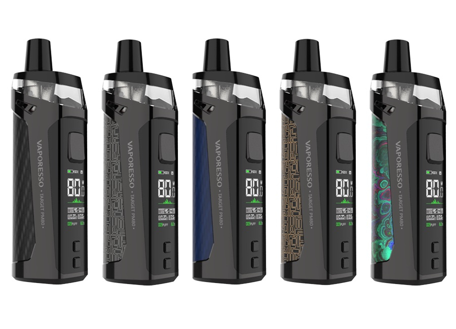 Les différentes couleurs disponibles pour le pod Target PM80 Les différentes couleurs disponibles pour le pod Target PM80